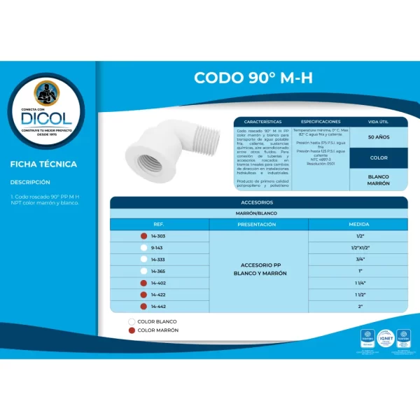 Pack Codo 90° M.H x 10 unidades - Image 4