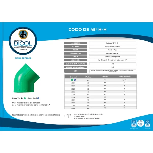 Pack Codo 45° HH x 10 unidades - Image 3