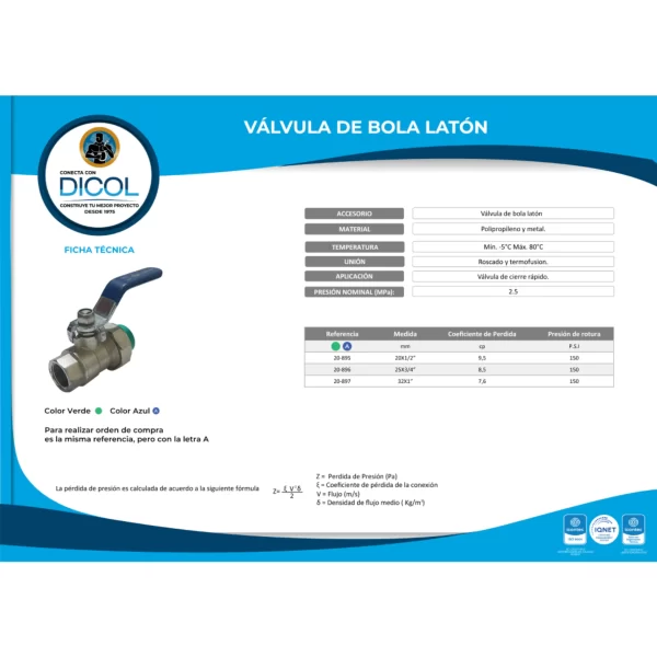 Valv.Bola De Laton Con Adapt. Fusion H.Rosca H - Image 3