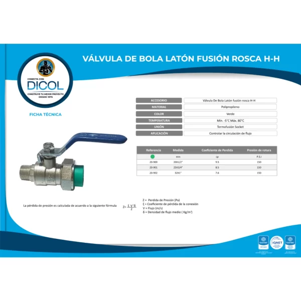 Valv.Bola De Laton Con Adapt.Fusion H Rosca M - Image 3